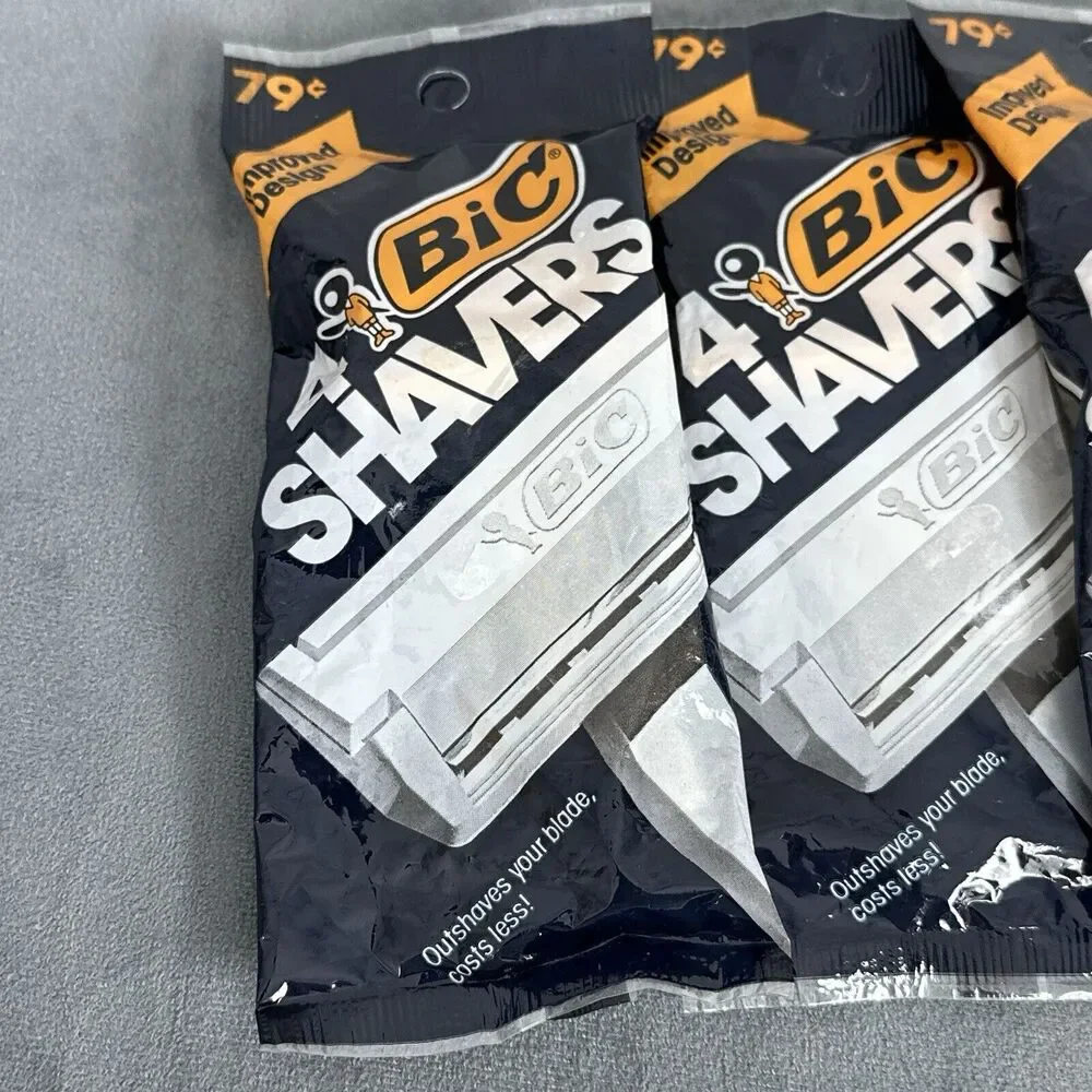 Vintage Bic Shavers Disposable Single Blade Razors 4 Pack NOS 1980's Lot of 4